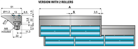 Transfer plate 2-rollers br=154 SSA